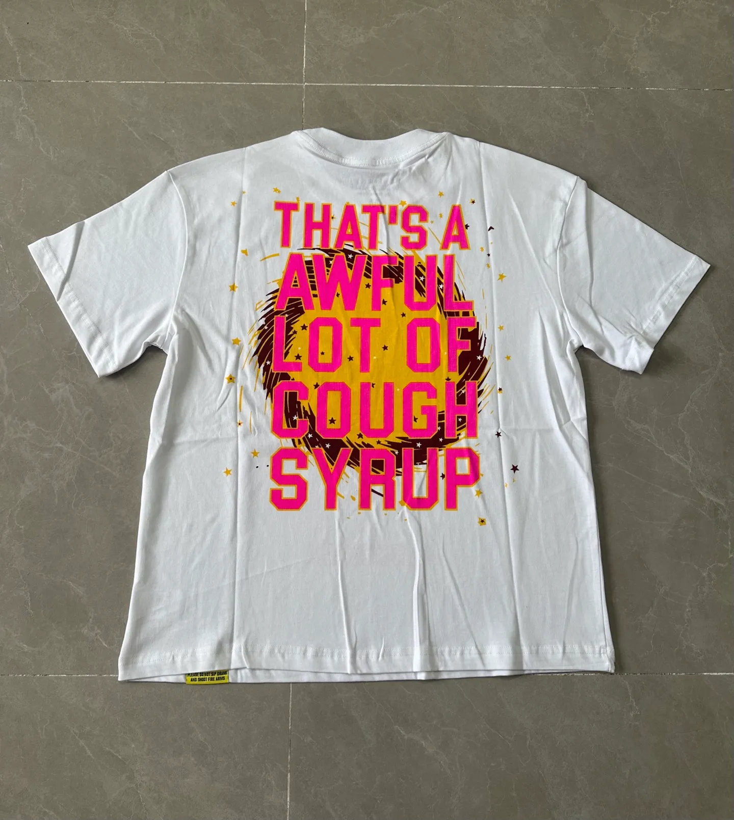 #White | THAT'S A AWFUL LOT OF COUGH SYRUP In Stock Real shot American simple trendy brand loose casual T-shirt Fabric (fabric): 32 counts Weight combed double yarn pure cotton Sizes (size): S-M L X L Color (colour): White